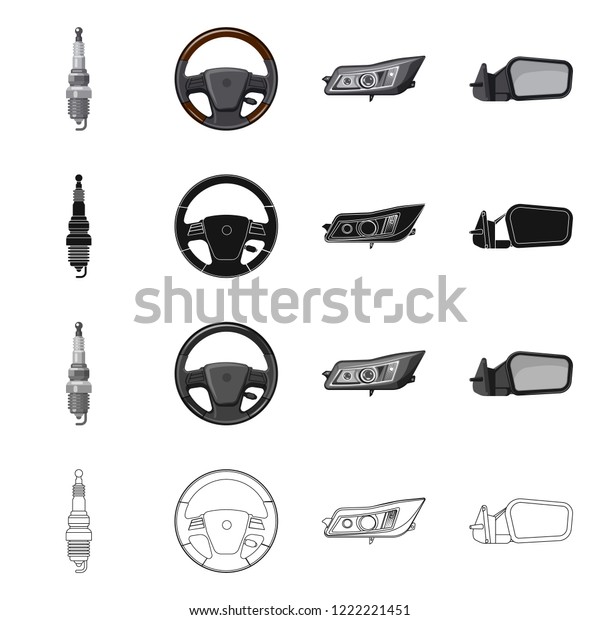 Isolated object of auto and part\
symbol. Collection of auto and car stock vector\
illustration.