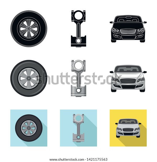 Isolated object of auto and part symbol.\
Collection of auto and car vector icon for\
stock.