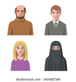 Isolated object of avatar and face sign. Collection of avatar and profile stock symbol for web.