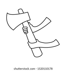 Isolated object of ax and fireman sign. Graphic of ax and safety stock symbol for web.