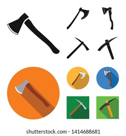 Isolated object of ax  and hammer icon. Collection of ax  and chopping stock symbol for web.