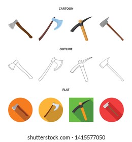Isolated object of ax  and hammer sign. Collection of ax  and chopping stock vector illustration.