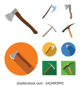 Isolated object of ax  and hammer sign. Set of ax  and chopping vector icon for stock.