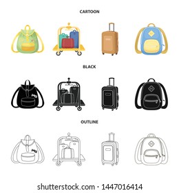 Isolated object of backpack and bag icon. Set of backpack and school vector icon for stock.