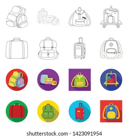 Isolated object of backpack and bag  logo. Collection of backpack and school stock vector illustration.