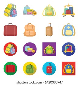 Isolated object of backpack and bag  sign. Collection of backpack and school stock symbol for web.