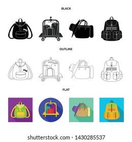 Isolated object of backpack and bag sign. Set of backpack and school vector icon for stock.
