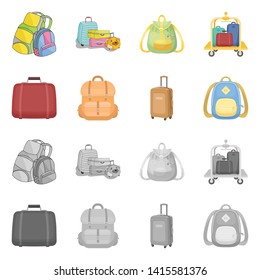 Isolated object of backpack and bag  symbol. Set of backpack and school vector icon for stock.