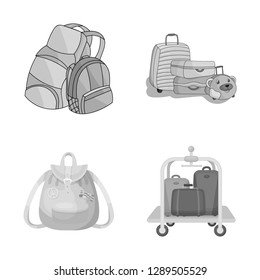 Isolated object of  and backpack sign. Collection of  and pack stock vector illustration.