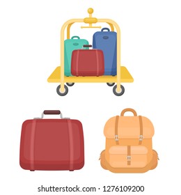 Isolated object of  and backpack symbol. Set of  and pack stock vector illustration.