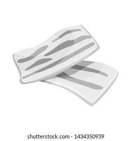 Isolated object of bacon and fried icon. Collection of bacon and slice vector icon for stock.