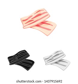 Isolated object of bacon and fried icon. Collection of bacon and slice stock vector illustration.