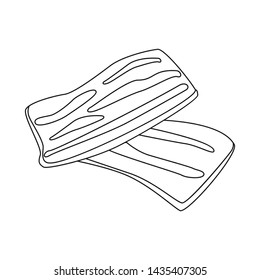 Isolated object of bacon and fried symbol. Collection of bacon and slice vector icon for stock.