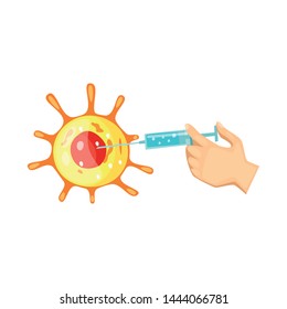 Isolated object of bacteria and syringe logo. Collection of bacteria and immunization stock symbol for web.