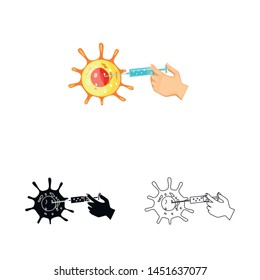Isolated object of bacteria and syringe sign. Collection of bacteria and immunization stock vector illustration.