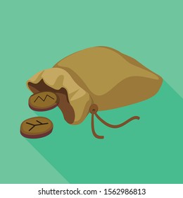 Isolated object of bag and runes icon. Web element of bag and sack vector icon for stock.