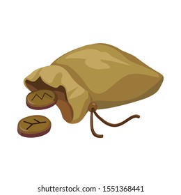 Isolated object of bag and runes symbol. Graphic of bag and sack stock vector illustration.