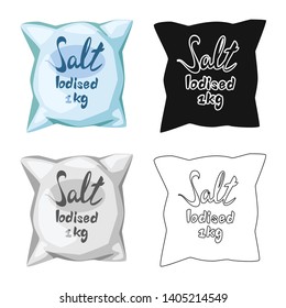 Isolated object of bag and salty logo. Collection of bag and powder stock symbol for web.