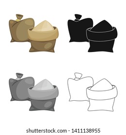 Isolated object of bag  and sand  symbol. Collection of bag  and brown  vector icon for stock.