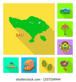 Isolated object of bali and indonesia icon. Set of bali and caribbean stock symbol for web.