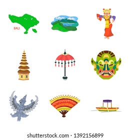 Isolated object of bali and indonesia icon. Set of bali and caribbean vector icon for stock.