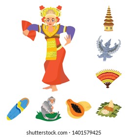 Isolated object of bali and indonesia icon. Collection of bali and caribbean stock symbol for web.