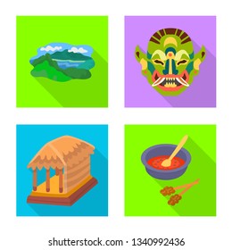 Isolated object of bali and indonesia logo. Collection of bali and caribbean vector icon for stock.