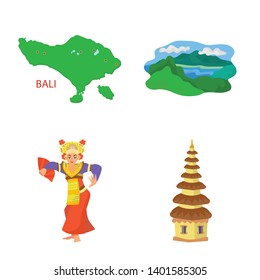 Isolated object of bali and indonesia logo. Collection of bali and caribbean vector icon for stock.
