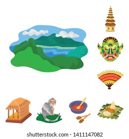 Isolated object of bali and indonesia logo. Collection of bali and caribbean vector icon for stock.