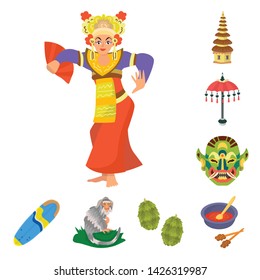 Isolated object of bali and indonesia symbol. Collection of bali and caribbean vector icon for stock.