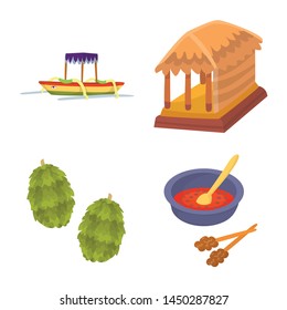 Isolated object of bali and indonesia symbol. Set of bali and caribbean stock vector illustration.