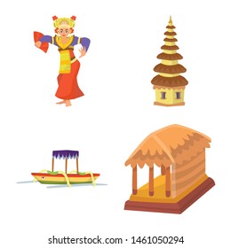 Isolated object of bali and indonesia symbol. Set of bali and caribbean stock symbol for web.