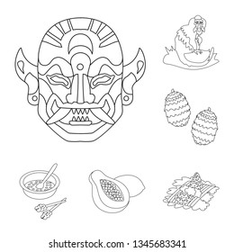Isolated object of balinese and caribbean sign. Collection of balinese and geography stock symbol for web.
