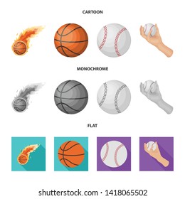 Isolated object of ball and soccer icon. Set of ball and basketball vector icon for stock.