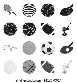 Isolated object of ball and soccer sign. Collection of ball and basketball stock vector illustration.