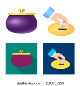 Isolated object of bank and money icon. Collection of bank and bill stock vector illustration.