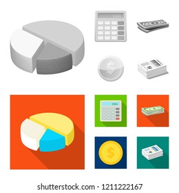 Isolated object of bank and money icon. Collection of bank and bill vector icon for stock.