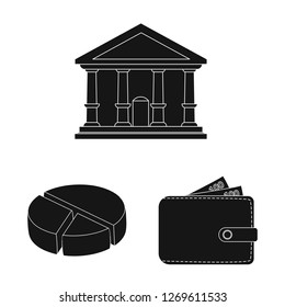 Isolated object of bank and money icon. Set of bank and bill stock symbol for web.