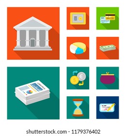 Isolated object of bank and money logo. Collection of bank and bill stock vector illustration.
