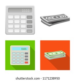 Isolated object of bank and money sign. Collection of bank and bill stock vector illustration.