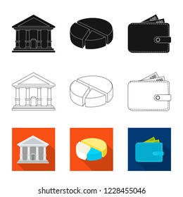 Isolated object of bank and money sign. Collection of bank and bill vector icon for stock.