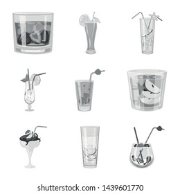 Isolated object of bar and shaker icon. Collection of bar and restaurant vector icon for stock.