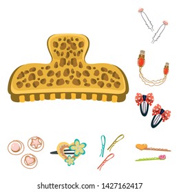 Isolated object of barrette and hair icon. Collection of barrette and accessories vector icon for stock.