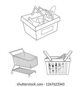 Isolated object of basket and wicker logo. Collection of basket and market stock vector illustration.