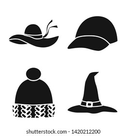 Isolated object of beanie  and beret icon. Collection of beanie  and napper stock vector illustration.