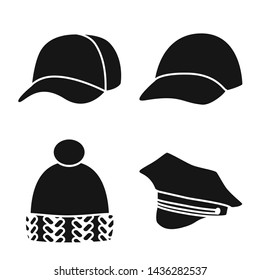 Isolated object of beanie and beret icon. Collection of beanie and napper vector icon for stock.