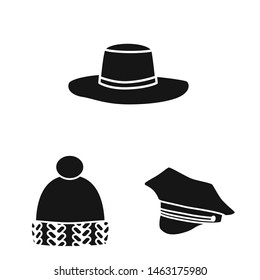 Isolated object of beanie and beret icon. Collection of beanie and napper stock vector illustration.