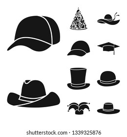 Isolated object of beanie  and beret logo. Collection of beanie  and napper stock symbol for web.
