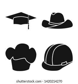 Isolated object of beanie  and beret symbol. Collection of beanie  and napper vector icon for stock.