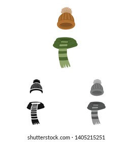 Isolated object of beanie  and scarf logo. Collection of beanie  and cap  stock symbol for web.